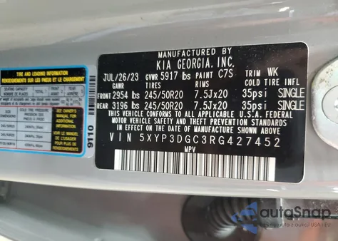 2024 Kia Telluride Ex from USA, damaged, VIN 5XYP3DGC3RG427452